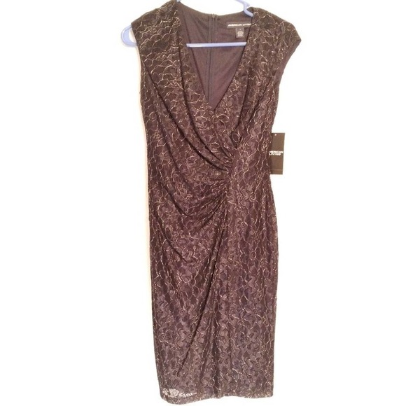 American Living Macy's Sheath Dress Ruched Waistline Back Zipper Navy Blue 4 NWT - Picture 4 of 9